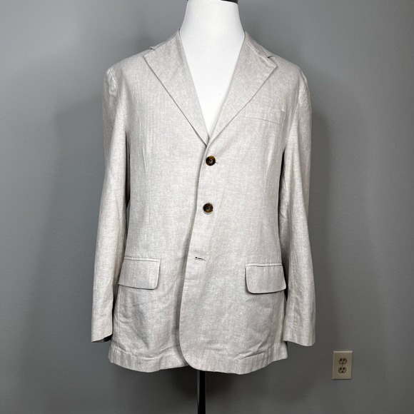 Havanera Co. Tan Linen Cotton Sport Coat Size Large 42 - Picture 1 of 10